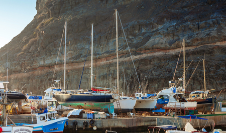 PUERTO DE MOGAN, GRAN CANARIA, SPAIN - JULY 16, 2018: Puerto de Mogan a small fishing port in Gran Canaria Spainのeditorial素材