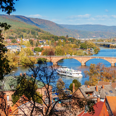 MILTENBERG, GERMANY - OCTOBER 21, 2018: Medieval german town Miltenberg on Main river, Lower Franconia, Bavaria, Germany.のeditorial素材