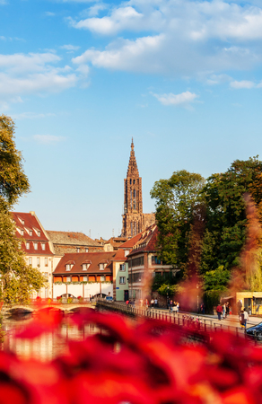 STRASBOURG; FRANCE - SENTEMBER 30; 2018: Old Colorful traditional houses in Petite France area ; Strasbourg, France.のeditorial素材
