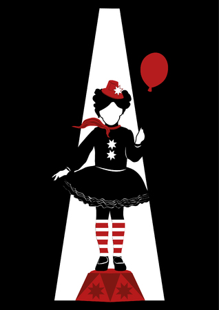 Funny Clown Girl with Balloon.のイラスト素材