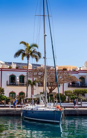 PUERTO DE MOGAN, GRAN CANARIA, SPAIN - MARCH 19, 2019: Puerto de Mogan a small fishing port in Gran Canaria, Spainのeditorial素材