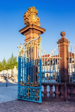 Schwetzingen, Germany - APRIL 19, 2019: Old iron gate in the Schwetzingen  parkのeditorial素材