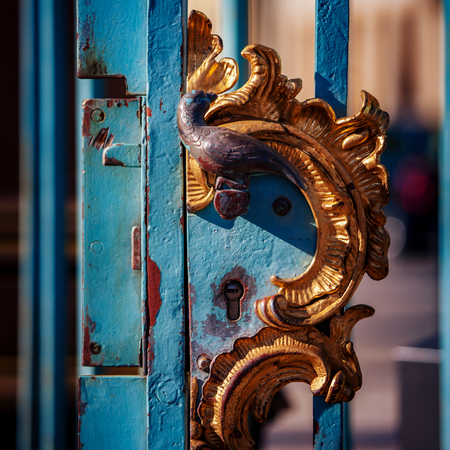 Schwetzingen, Germany - APRIL 19, 2019: Old iron gate in the Schwetzingen  parkのeditorial素材
