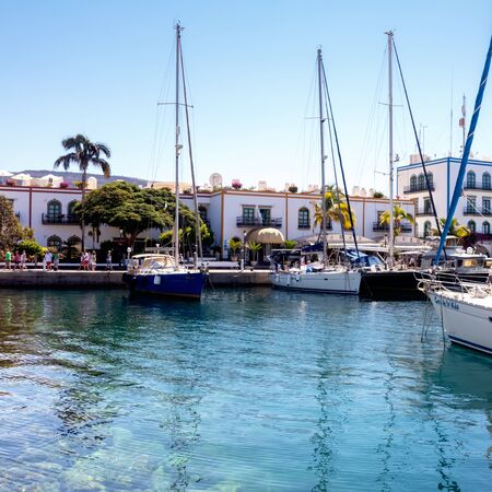 PUERTO DE MOGAN, GRAN CANARIA, SPAIN - SEPTEMBER 25, 2019: Puerto de Mogan a small fishing port in Gran Canaria Spainのeditorial素材