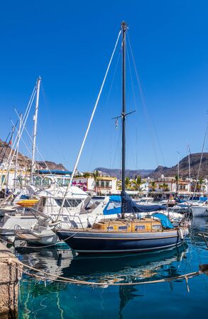 PUERTO DE MOGAN, GRAN CANARIA, SPAIN - SEPTEMBER 25, 2019: Puerto de Mogan a small fishing port in Gran Canaria Spainのeditorial素材