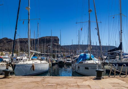 PUERTO DE MOGAN, GRAN CANARIA, SPAIN - SEPTEMBER 25, 2019: Puerto de Mogan a small fishing port in Gran Canaria Spainのeditorial素材