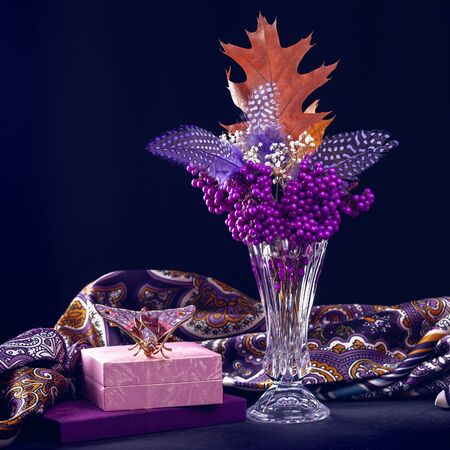 Still Life with Branches Of Beautyberry Bushの写真素材