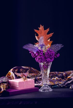 Still Life with Branches Of Beautyberry Bushの写真素材