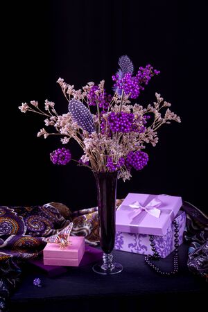 Still Life with Branches Of Beautyberry Bushの写真素材
