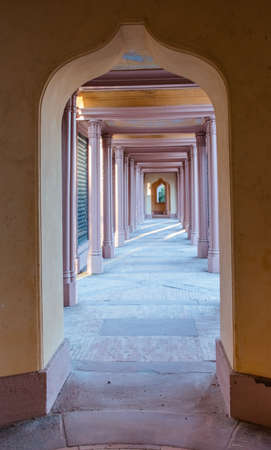 Schwetzingen, Germany - APRIL 19, 2019: Magnificent park with pink Mosque   in spring. Schwetzingen, Germanyのeditorial素材