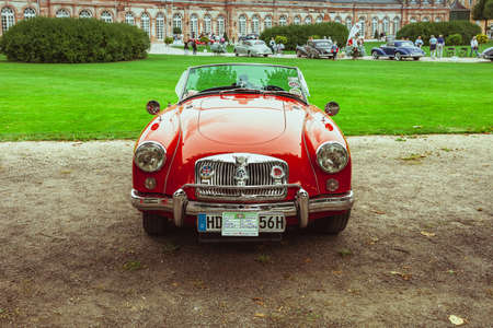 GERMANY, SCHWETZINGEN - SEPTEMBER 06, 2020: Classic car festival. Concours d'Elegance Automobile - CLASSIC-GALA in the Palace Garden of Schwetzingenのeditorial素材