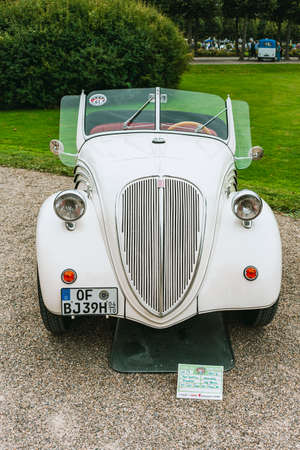 GERMANY, SCHWETZINGEN - SEPTEMBER 06, 2020: Classic car festival. Concours d'Elegance Automobile - CLASSIC-GALA in the Palace Garden of Schwetzingenのeditorial素材