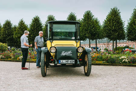 GERMANY, SCHWETZINGEN - SEPTEMBER 06, 2020: Classic car festival. Concours d'Elegance Automobile - CLASSIC-GALA in the Palace Garden of Schwetzingenのeditorial素材