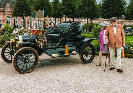 GERMANY, SCHWETZINGEN - SEPTEMBER 06, 2020: Classic car festival. Concours d'Elegance Automobile - CLASSIC-GALA in the Palace Garden of Schwetzingenのeditorial素材
