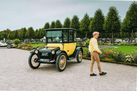 GERMANY, SCHWETZINGEN - SEPTEMBER 06, 2020: Classic car festival. Concours d'Elegance Automobile - CLASSIC-GALA in the Palace Garden of Schwetzingenのeditorial素材