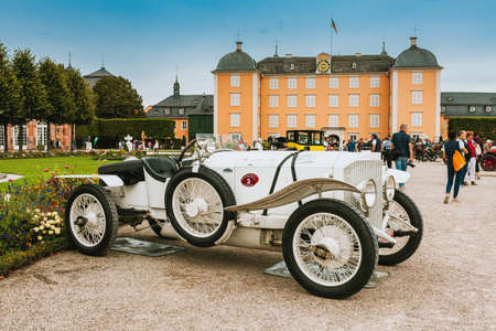 GERMANY, SCHWETZINGEN - SEPTEMBER 06, 2020: Classic car festival. Concours d'Elegance Automobile - CLASSIC-GALA in the Palace Garden of Schwetzingenのeditorial素材