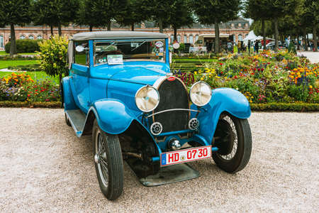 GERMANY, SCHWETZINGEN - SEPTEMBER 06, 2020: Classic car festival. Concours d'Elegance Automobile - CLASSIC-GALA in the Palace Garden of Schwetzingenのeditorial素材