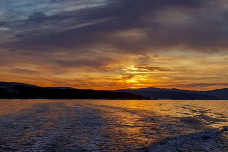 Sunset on the Adriatic sea, Krk island, Croatiaの写真素材