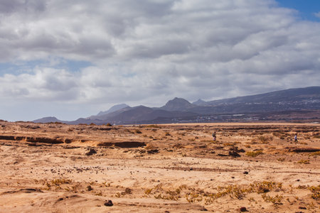 Reserva Natural Especial Montana Roja volcanic landscape near El Medano in Tenerife, Canary Islands,...