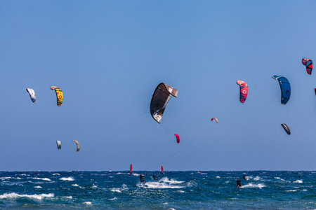 El MÃ©dano, Tenerife, Canary Islands, Spain â€“ 01.03.2026: Kitesurfer riding waves in the...