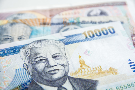 laos money kip banknotes, close up image.の写真素材