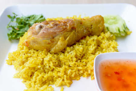 Chicken Biryani with green chutney, islamic food.の写真素材