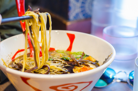 Miso ramen,noodle soup ,japanese food,closed up image.の写真素材