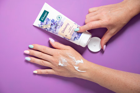 douche exfoliante Kneipp cosmetics, Lavender and jojoba As,Belgium, June 30,2022のeditorial素材