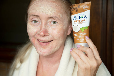 ST.Ives Fresh Energizing Coconut and Coffee Scrub, As,Belgium, August 13,2022のeditorial素材