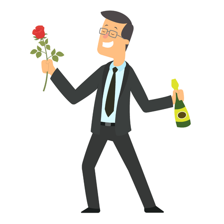man gives a beautiful rose. vector illustration.のイラスト素材