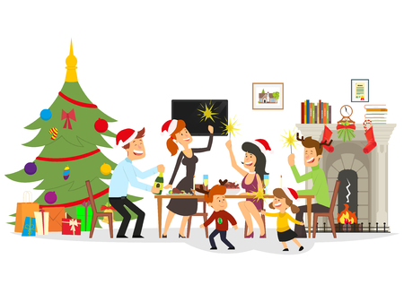 people celebrate the new year. vector illustrationのイラスト素材