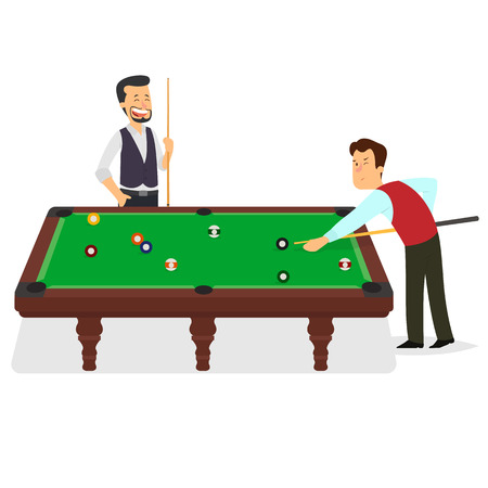 two players play billiards. Vector Illustration. Isolated on white.のイラスト素材
