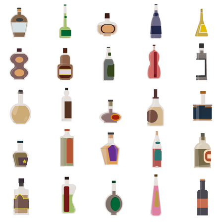 Alcoholic Drinks Bottles Large Vector Setのイラスト素材
