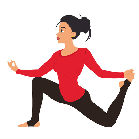 young woman doing yoga. fitness character. vector illustrationのイラスト素材