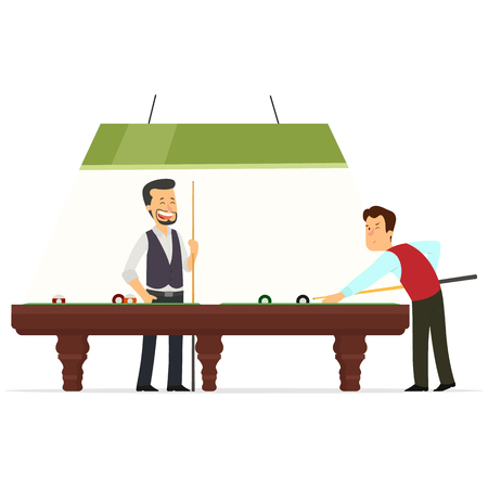 two players play billiards. Vector Illustration. Isolated on white.のイラスト素材