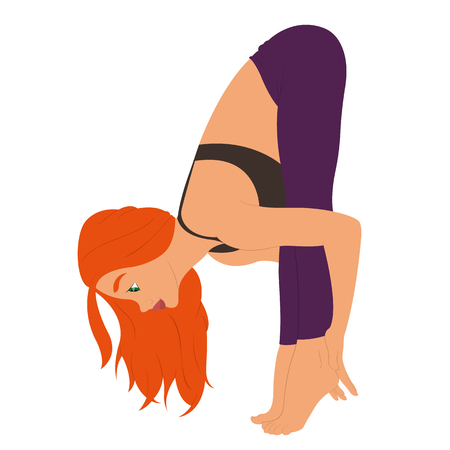young woman doing yoga. fitness character. vector illustrationのイラスト素材
