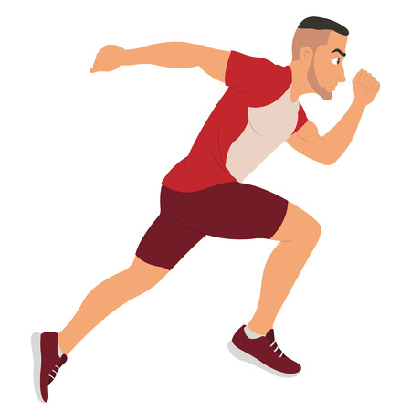 Running young man character isolated vector illustration.のイラスト素材