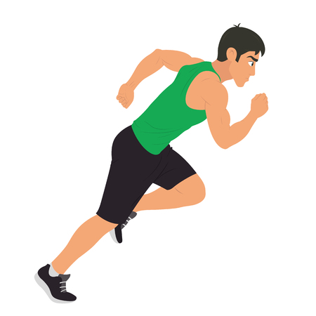 Running young man character isolated vector illustration.のイラスト素材