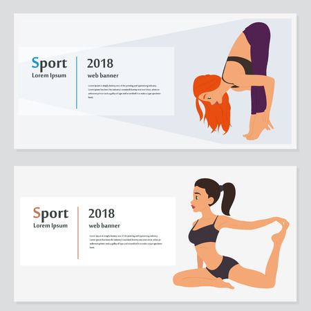 Yoga banner collection. vector illustration.のイラスト素材