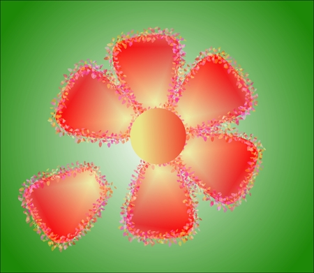 Isolated red/orange flower on a green backgroundのイラスト素材