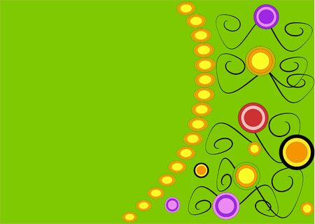 Multicolor circles on green backgroundのイラスト素材