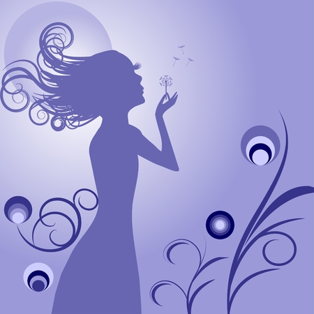 Girl with flowerのイラスト素材