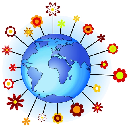 Flower earth concept of ecology, peaceのイラスト素材