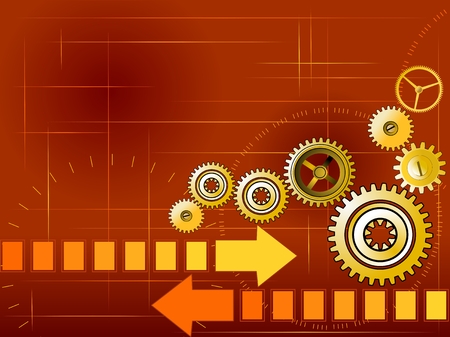 Red business background with golden gearsのイラスト素材