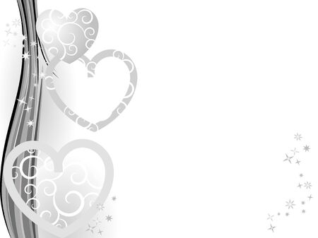 Silver Christmas with heartsのイラスト素材