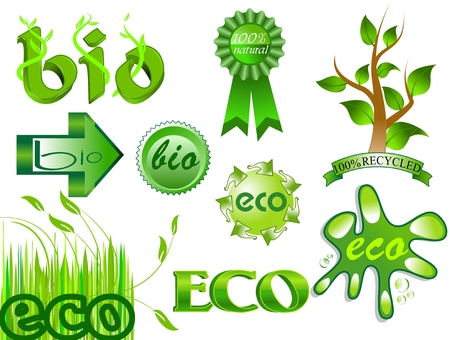 Bio and eco icons and labels set 2のイラスト素材
