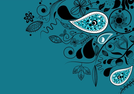 Vector floral corner with paisley motifのイラスト素材