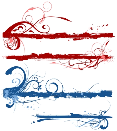 Grunge floral bordersのイラスト素材