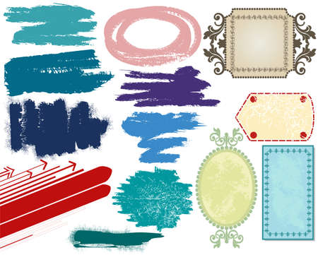 Grunge banners and brushesのイラスト素材