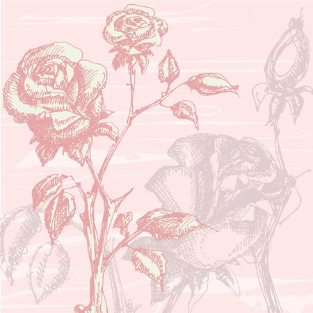Floral card with vintage rosesのイラスト素材